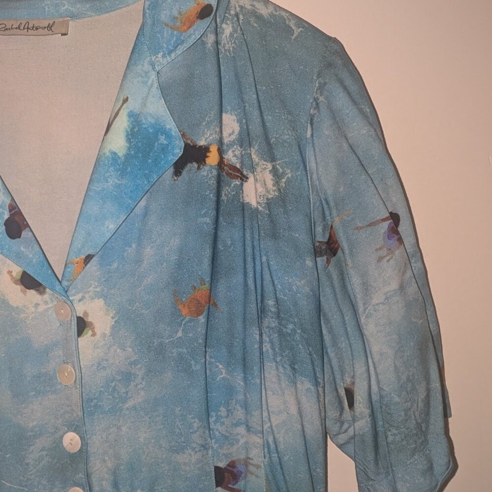 RARE Rachel Antonoff Peri Midi Shirt Dress in Pool Party Print - Picture 4 of 8